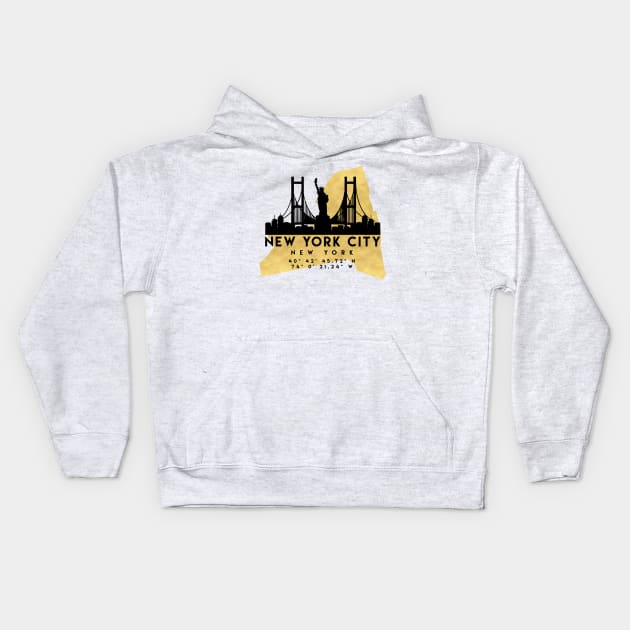 New York City New York Skyline Map Art Kids Hoodie by deificusArt